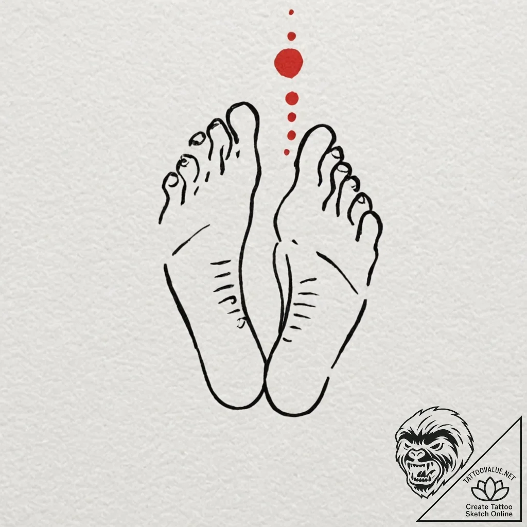 A watercolor sketch of the "foot massage" mon... - tattoo sketch (№1752185941_0, 10.07.2025 22:19) — tattoovalue.net