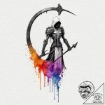 Reaper’s scythe leaning against a wall, tatto… – tattoo sketch (№1752186024_0, 10.07.2025 22:20) — tattoovalue.net