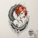 Neo-traditional portrait of leeloo with her o… – tattoo sketch (№1752186192_0, 10.07.2025 22:23) — tattoovalue.net