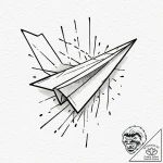 A minimalist tattoo of the paper airplane fro… – tattoo sketch (№1752186284_0, 10.07.2025 22:24) — tattoovalue.net