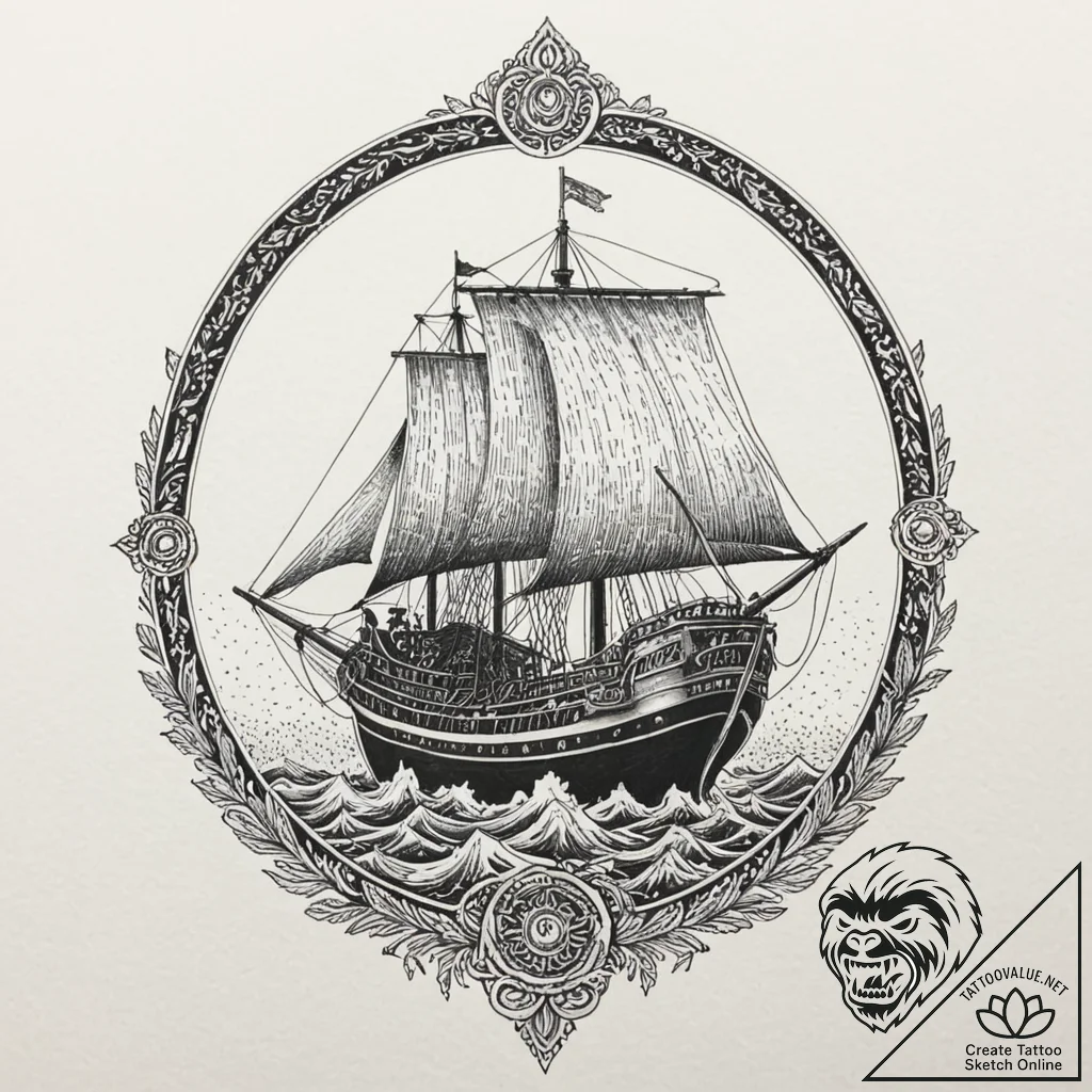 A greek trireme ship, tattoo sketch design, d... - tattoo sketch (№1752186366_0, 10.07.2025 22:26) — tattoovalue.net