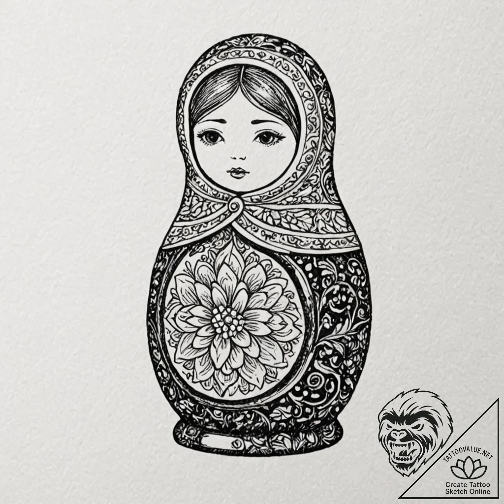 Matryoshka doll (is there, but can be a set),... - tattoo sketch (№1752186702_0, 10.07.2025 22:31) — tattoovalue.net
