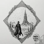 A linework tattoo of the gunslinger (roland d… – tattoo sketch (№1752187038_0, 10.07.2025 22:37) — tattoovalue.net