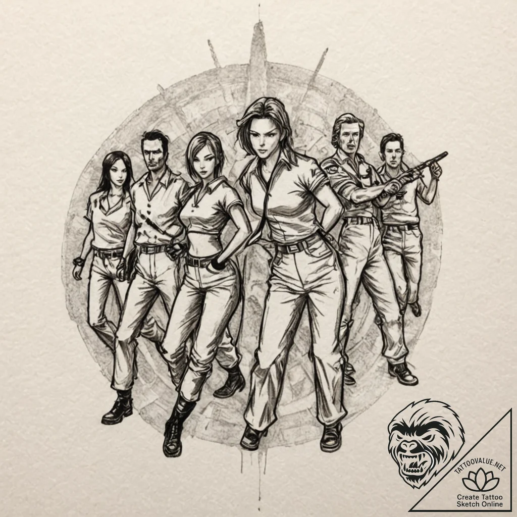 A sketch of the crazy 88 gang from kill bill,... - tattoo sketch (№1752187206_0, 10.07.2025 22:40) — tattoovalue.net