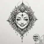 Smile, ink illustration for tattoo, blackwork… – tattoo sketch (№1752187289_0, 10.07.2025 22:41) — tattoovalue.net