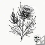 A thistle plant, artistic tattoo sketch, stud… – tattoo sketch (№1752187542_0, 10.07.2025 22:45) — tattoovalue.net