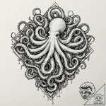 Octopus, ink illustration for tattoo, new sch… – tattoo sketch (№1752187710_0, 10.07.2025 22:48) — tattoovalue.net