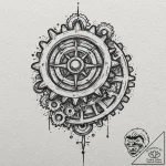 Gears, tattoo line art, bold outlines, thick… – tattoo sketch (№1752187878_0, 10.07.2025 22:51) — tattoovalue.net