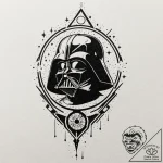 Linework tattoo design of darth vader’s silho… – tattoo sketch (№1752187962_0, 10.07.2025 22:52) — tattoovalue.net