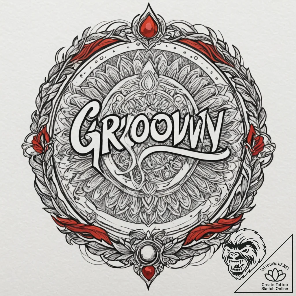 A chicano lettering tattoo of "groovy",, ink... - tattoo sketch (№1752188132_0, 10.07.2025 22:55) — tattoovalue.net