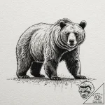 Bear, tattoo line art, on textured artist pap… – tattoo sketch (№1752188723_0, 10.07.2025 23:05) — tattoovalue.net