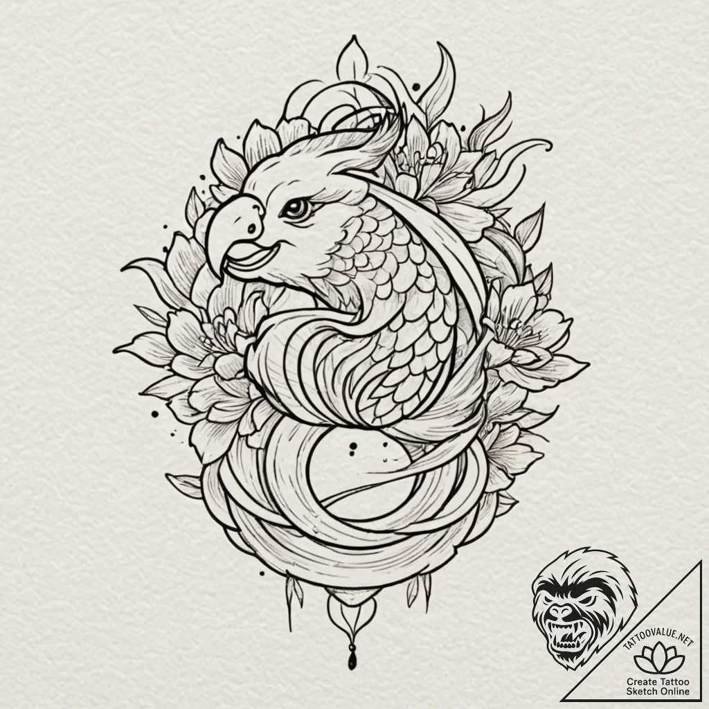 Parrot, tattoo flash sheet design, fine lines... - tattoo sketch (№1752188809_0, 10.07.2025 23:06) — tattoovalue.net