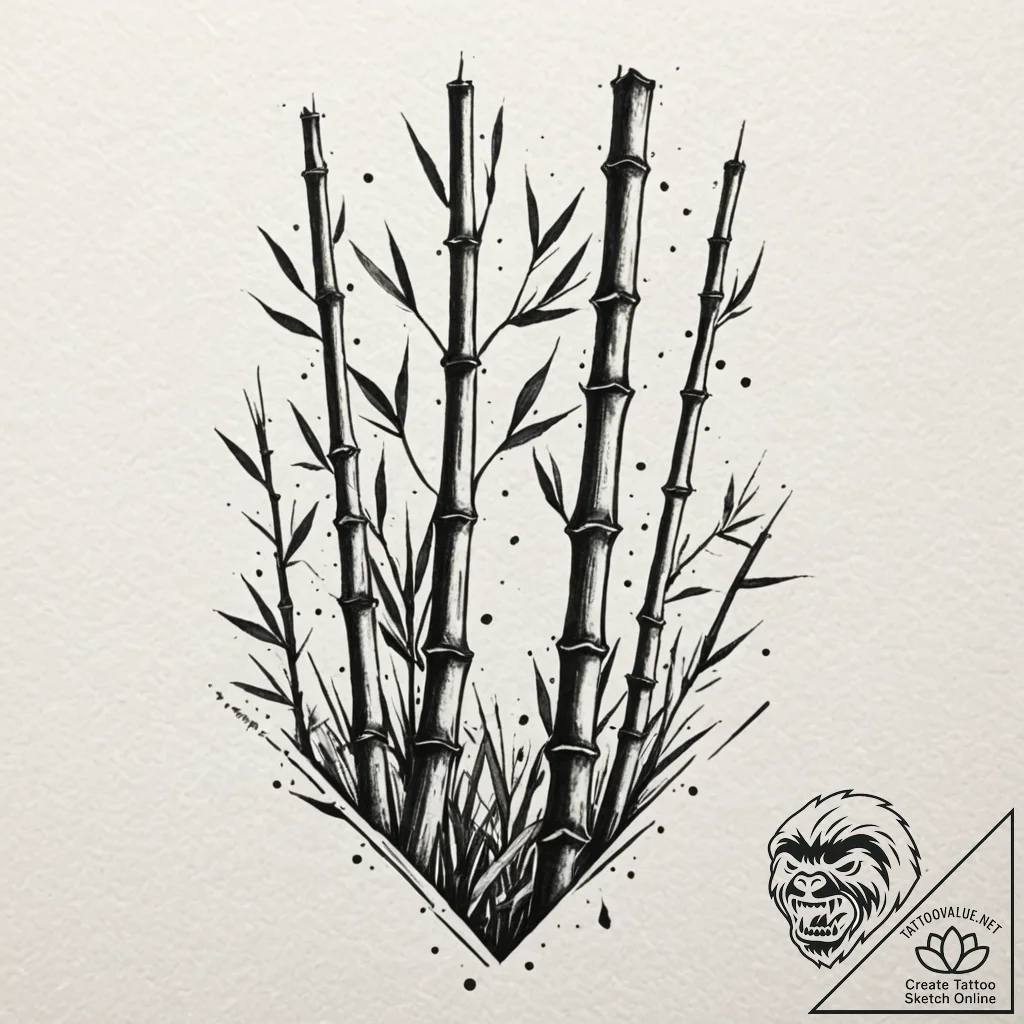 Bamboo, tattoo flash sheet design, dotwork sh... - tattoo sketch (№1752188893_0, 10.07.2025 23:08) — tattoovalue.net
