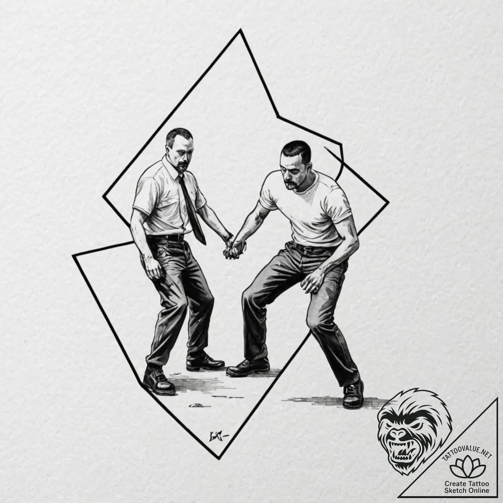 A sketch of the main characters from american... - tattoo sketch (№1752189395_0, 10.07.2025 23:16) — tattoovalue.net