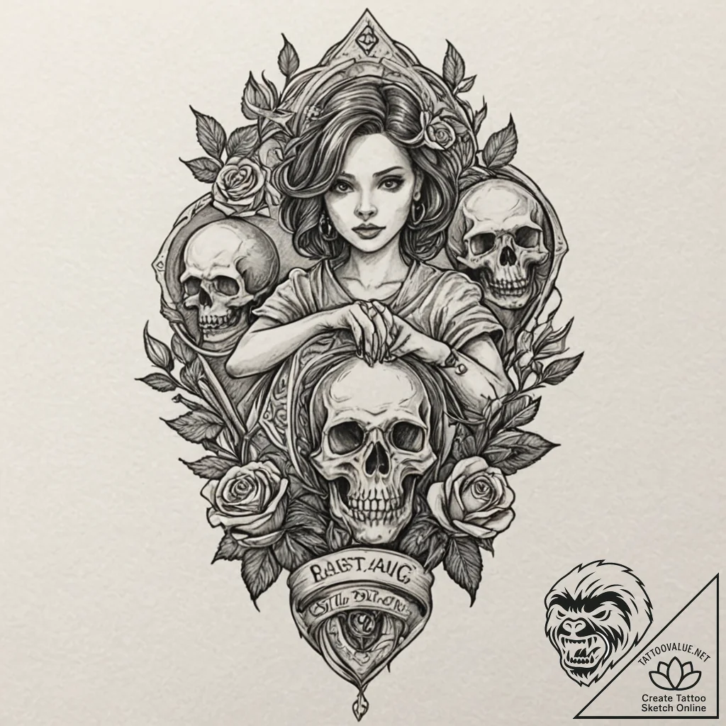 A neo-traditional tattoo of the main characte... - tattoo sketch (№1752189815_0, 10.07.2025 23:23) — tattoovalue.net