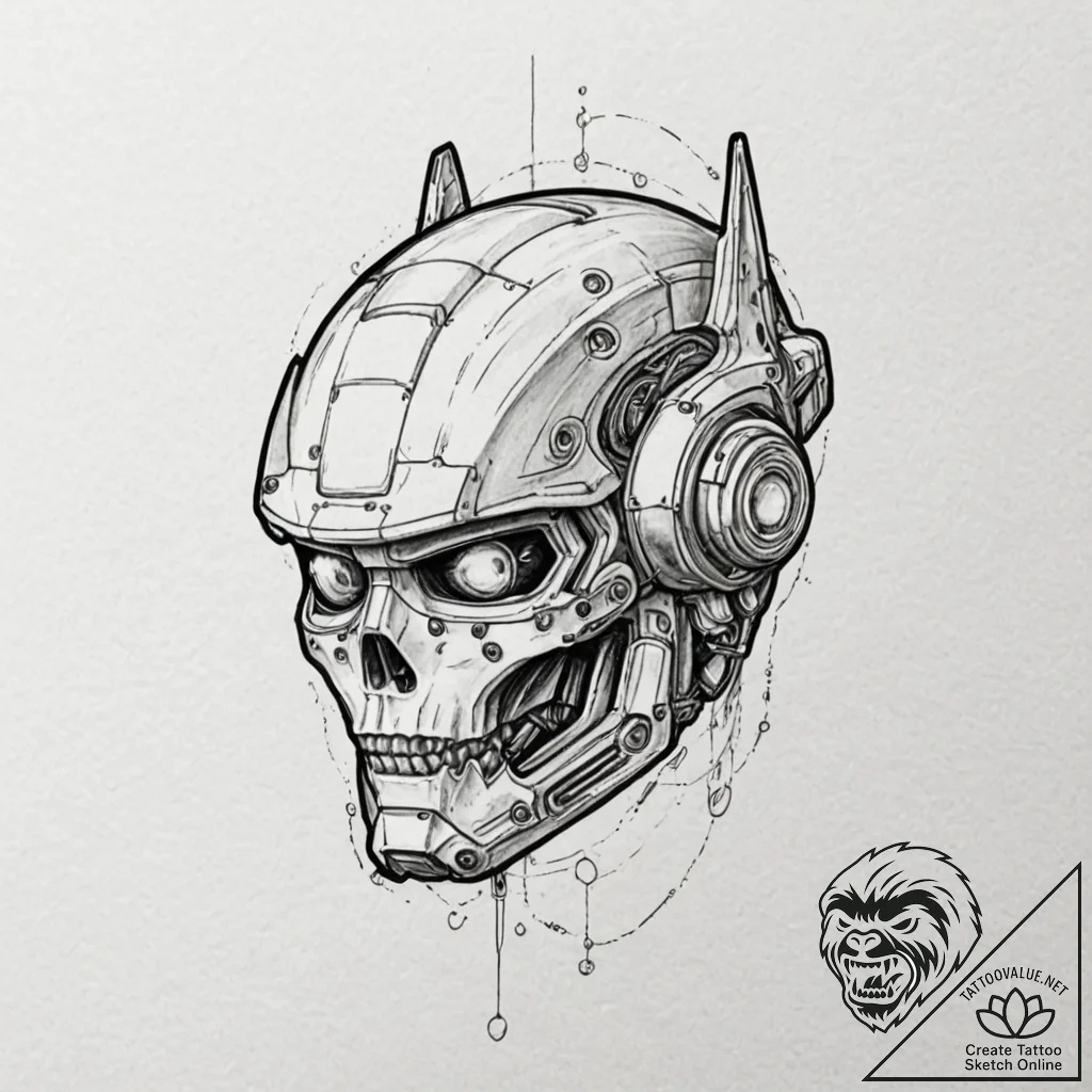 A dotwork tattoo of the cyberdyne systems log... - tattoo sketch (№1752190318_0, 10.07.2025 23:31) — tattoovalue.net