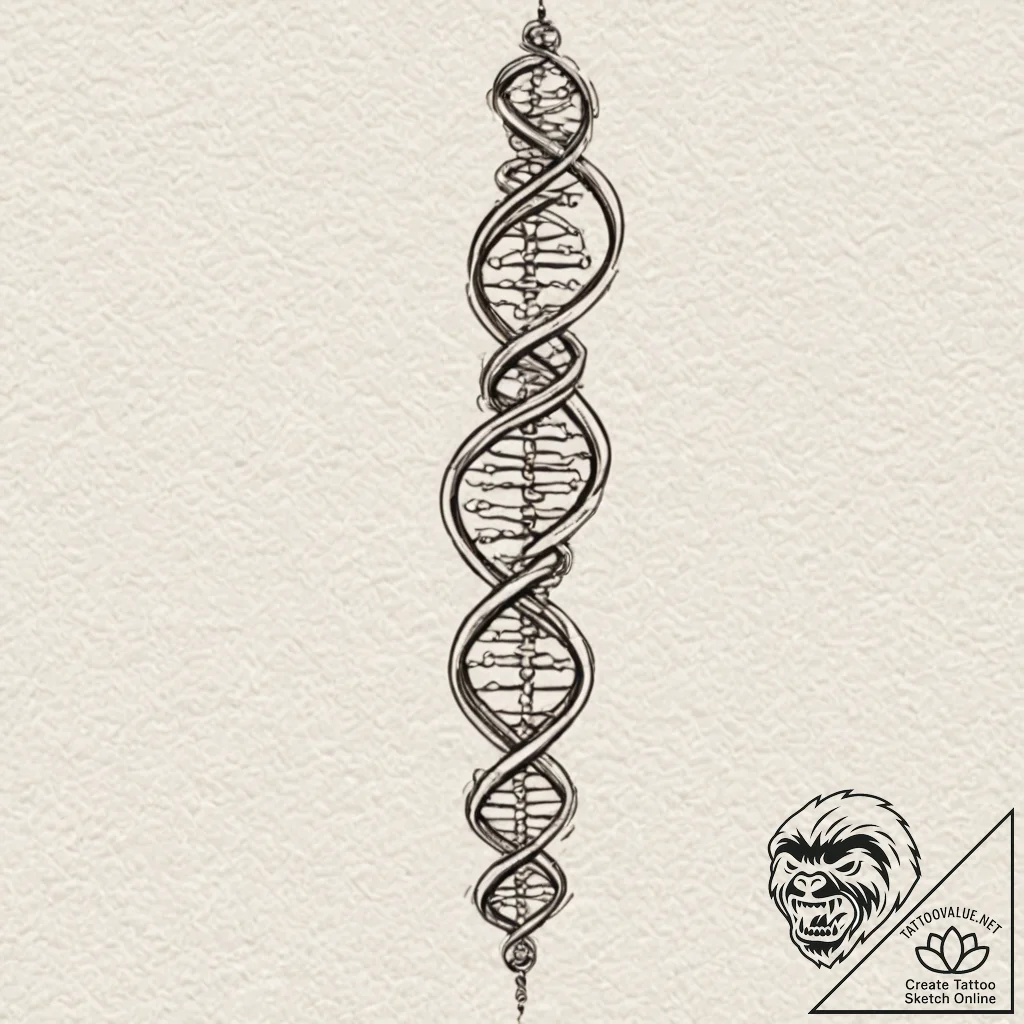 Dna helix, tattoo line art, sketch tattoo sty... - tattoo sketch (№1752190835_0, 10.07.2025 23:40) — tattoovalue.net