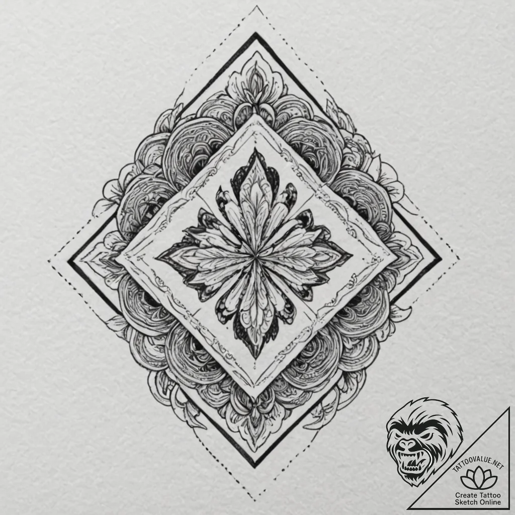 Rhombus, tattoo sketch design, moderately det... - tattoo sketch (№1752191244_0, 10.07.2025 23:47) — tattoovalue.net