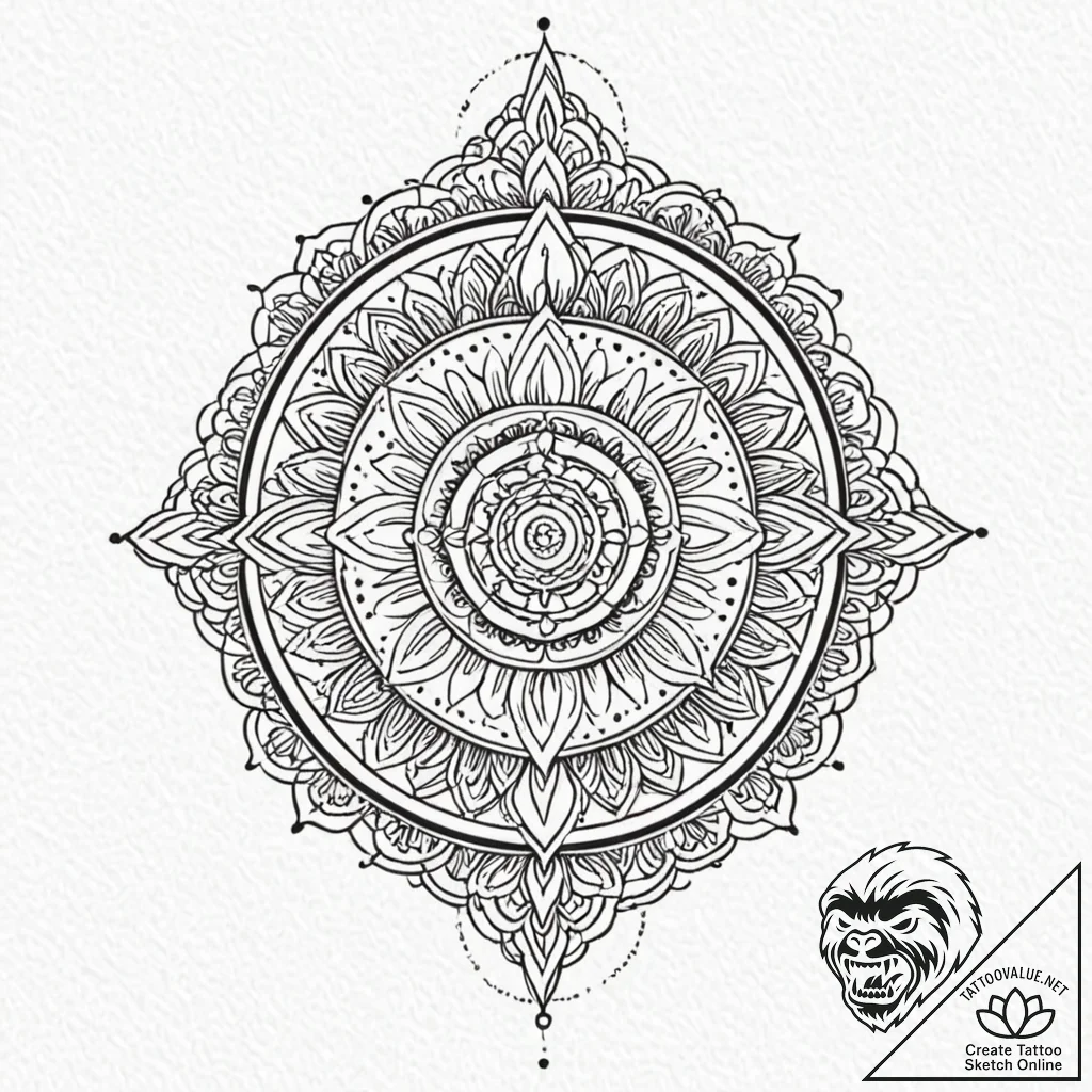 A dotwork mandala incorporating the imperial... - tattoo sketch (№1752191414_0, 10.07.2025 23:50) — tattoovalue.net