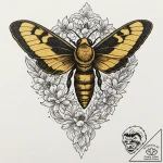 A death’s-head hawkmoth, tattoo flash sheet d… – tattoo sketch (№1752191498_0, 10.07.2025 23:51) — tattoovalue.net