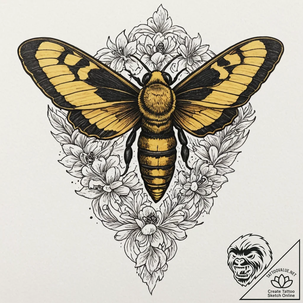 A death's-head hawkmoth, tattoo flash sheet d... - tattoo sketch (№1752191498_0, 10.07.2025 23:51) — tattoovalue.net