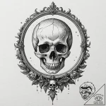Skull in mirror, artistic tattoo sketch, soft… – tattoo sketch (№1752191582_0, 10.07.2025 23:53) — tattoovalue.net