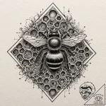 A bee on a honeycomb (is there, but can be cl… – tattoo sketch (№1752191665_0, 10.07.2025 23:54) — tattoovalue.net