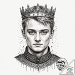 A trash polka portrait of joffrey baratheon,… – tattoo sketch (№1752192587_0, 11.07.2025 00:09) — tattoovalue.net