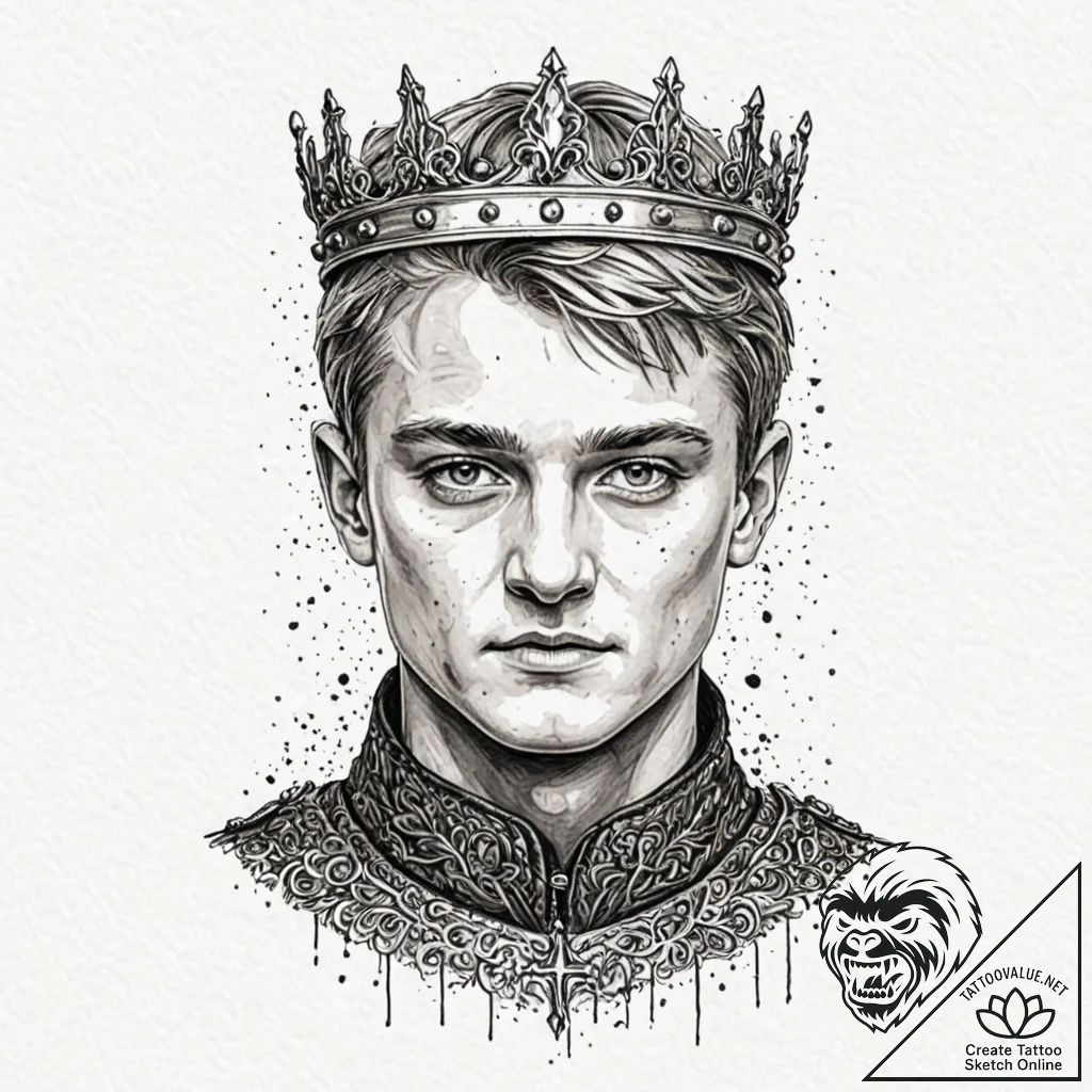 A trash polka portrait of joffrey baratheon,... - tattoo sketch (№1752192587_0, 11.07.2025 00:09) — tattoovalue.net