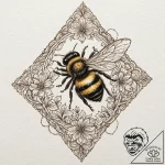 Bumblebee, tattoo line art, sepia tone sketch… – tattoo sketch (№1752193090_0, 11.07.2025 00:18) — tattoovalue.net