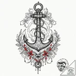 Anchor, tattoo drawing outline, black and red… – tattoo sketch (№1752193173_0, 11.07.2025 00:19) — tattoovalue.net