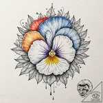 Pansy, concept art for tattoo, professional a… – tattoo sketch (№1752193509_0, 11.07.2025 00:25) — tattoovalue.net