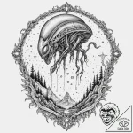 Alien landscape, artistic tattoo sketch, vibr… – tattoo sketch (№1752194010_0, 11.07.2025 00:33) — tattoovalue.net