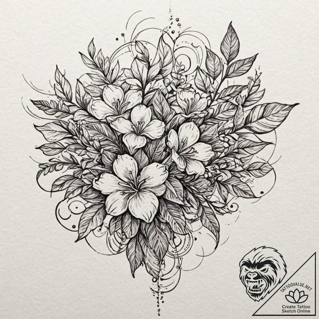 Lilac, artistic tattoo sketch, highly detaile... - tattoo sketch (№1752194259_0, 11.07.2025 00:37) — tattoovalue.net