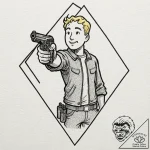 Vault boy (from fallout), tattoo line art, do… – tattoo sketch (№1752194426_0, 11.07.2025 00:40) — tattoovalue.net