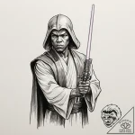 Graphic novel art of mace windu with his purp… – tattoo sketch (№1752194593_0, 11.07.2025 00:43) — tattoovalue.net
