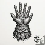 A trash polka portrait of thanos with the inf… – tattoo sketch (№1752195011_0, 11.07.2025 00:50) — tattoovalue.net