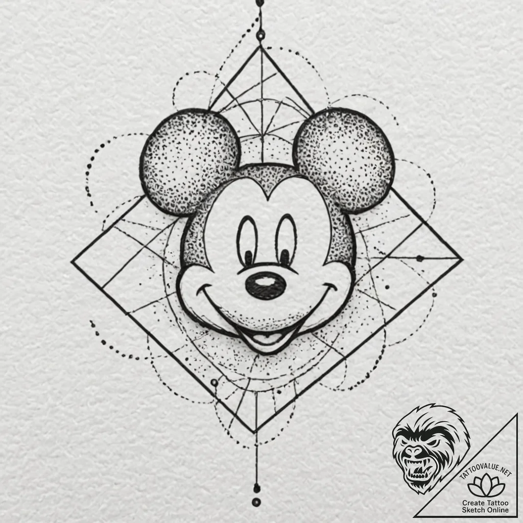 Mickey mouse, tattoo flash sheet design, stud... - tattoo sketch (№1752195094_0, 11.07.2025 00:51) — tattoovalue.net