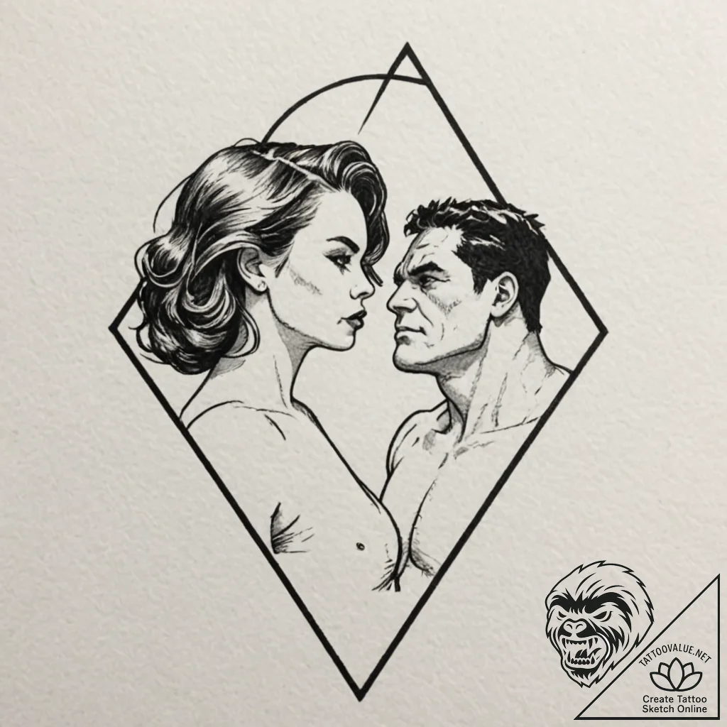 A sketch of the hulk and black widow, a quiet... - tattoo sketch (№1752196099_0, 11.07.2025 01:08) — tattoovalue.net
