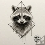 Raccoon, tattoo flash sheet design, rough ske… – tattoo sketch (№1752196684_0, 11.07.2025 01:18) — tattoovalue.net