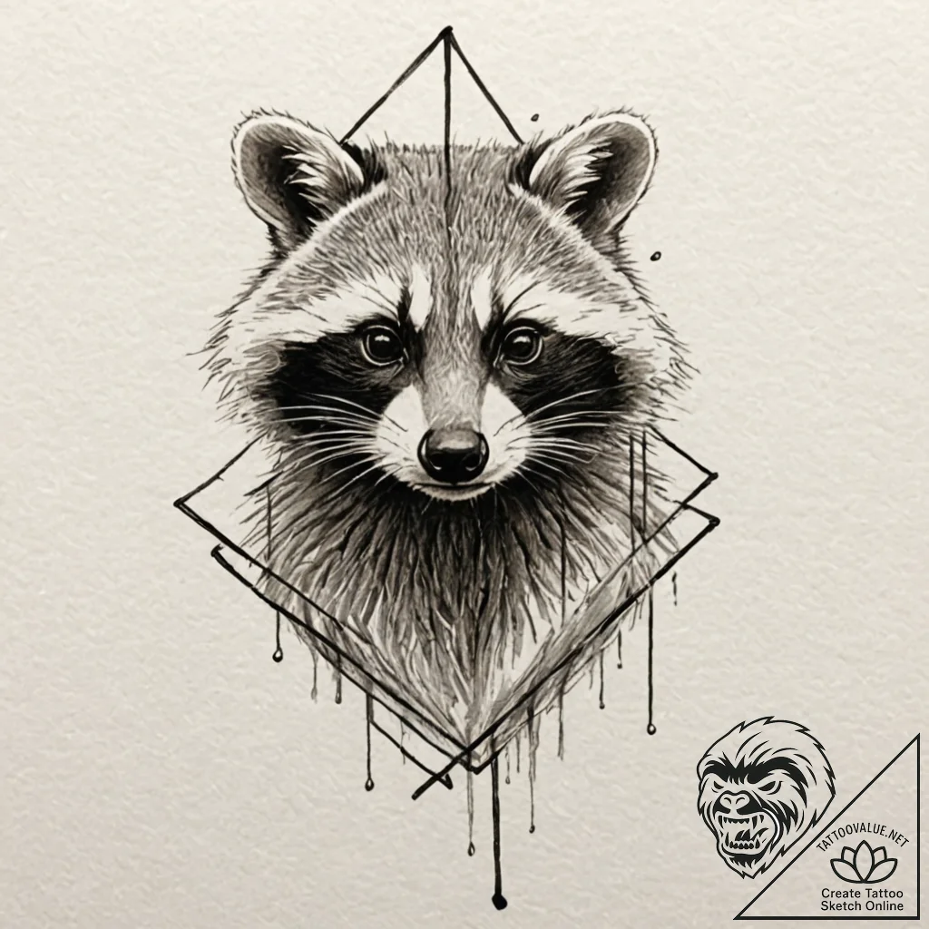 Raccoon, tattoo flash sheet design, rough ske... - tattoo sketch (№1752196684_0, 11.07.2025 01:18) — tattoovalue.net