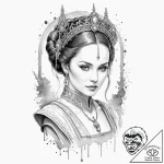 50. a sketch of queen amidala in her royal at… – tattoo sketch (№1752196766_0, 11.07.2025 01:19) — tattoovalue.net