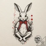 A neo-traditional tattoo of the white rabbit… – tattoo sketch (№1752196933_0, 11.07.2025 01:22) — tattoovalue.net