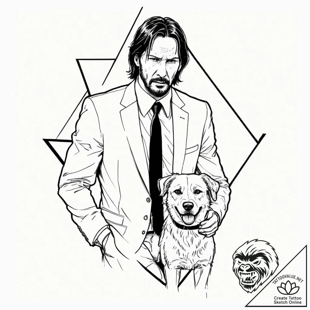 A graphic novel style portrait of john wick,... - tattoo sketch (№1752197102_0, 11.07.2025 01:25) — tattoovalue.net