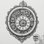 Pocket watch with exposed gears, tattoo sketc… – tattoo sketch (№1752197185_0, 11.07.2025 01:26) — tattoovalue.net