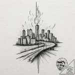 A sketch of the iconic “burning of atlanta” s… – tattoo sketch (№1752197269_0, 11.07.2025 01:27) — tattoovalue.net
