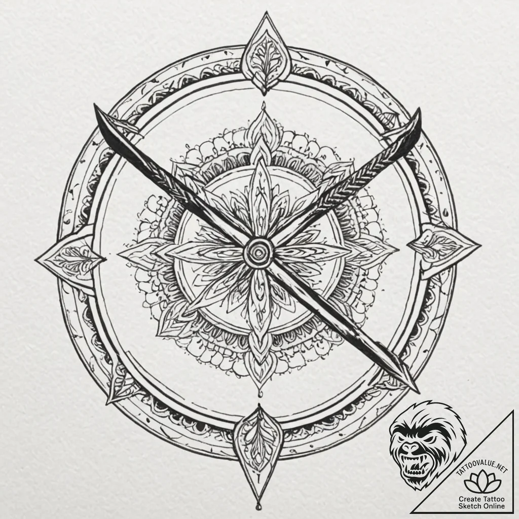 A dotwork mandala incorporating the symbols o... - tattoo sketch (№1752197773_0, 11.07.2025 01:36) — tattoovalue.net