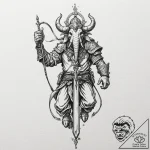 A neo-traditional tattoo of a mг»makil (oliph… – tattoo sketch (№1752198698_0, 11.07.2025 01:51) — tattoovalue.net