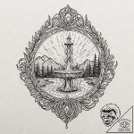 Fountain pen with an ink spill, concept art f… – tattoo sketch (№1752198865_0, 11.07.2025 01:54) — tattoovalue.net