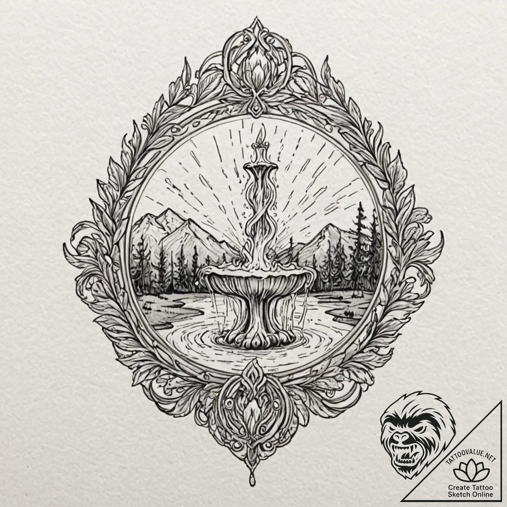 Fountain pen with an ink spill, concept art f... - tattoo sketch (№1752198865_0, 11.07.2025 01:54) — tattoovalue.net